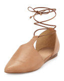 Noella Leather Lace-Up Flat, Sand