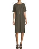 Short-Sleeve Round-Neck Jersey Dress