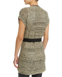 Belted Vest W/Sequined Trim, Butter/Black