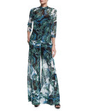Ikebana Printed Samurai Pants, Multi Colors