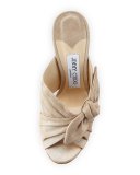 Keely Suede Bow 100mm Slide Sandal, Sand