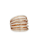 18k Rose Gold Multi-Row Diamond Ring