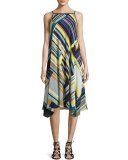 Taylor Metro-Striped Silk Dress, Multi