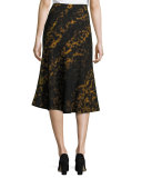Johanna Leopard-Print A-line Skirt, Black Multi