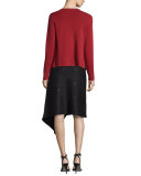 Grommet-Embellished Asymmetric Skirt, Black Onyx