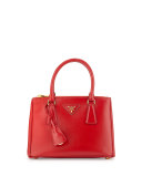 Saffiano Vernice Mini Double-Zip Tote Bag, Red (Rosso)