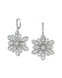 18k White Gold Round and Rose-Cut Diamond Flower Drop Earrings