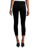 7 Inch Zipper Velvet Capri Jeans, Black