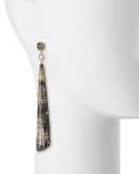 18k Fossilized Oak & Diamond Drop Earrings