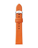 Thin Saffiano Leather Watch Strap, Burnt Orange