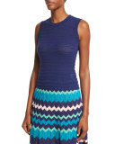 Sleeveless Rivet-Stitch Top, Marine