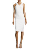 Sleeveless V-Neck Scuba Sheath Dress