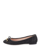 willa glitter ballerina flat, black