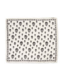 Men's Skull-Print Chiffon Scarf, Ivory/Black