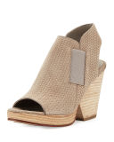 Plus Woven-Suede Open-Toe Bootie