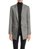 Ronin Wool-Blend Blazer, Black/White