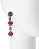 Linear Link Crystal Drop Earrings, Red