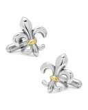 Two-Tone Stainless Steel Fleur de Lis Cuff Links