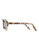 Milan IV Round Sunglasses, White Tortoise