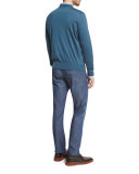Cashmere-Blend Button-Down Cardigan, Teal