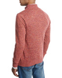 Stand-Collar Mélange Cardigan, Lava Red