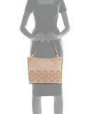 Zoey Perforated Leather Tote Bag, Light Oak/Gingersnap