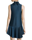 Sleeveless High-Neck Flounce Cocktail Dress