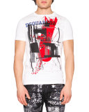 Abstract-Print Short-Sleeve Graphic Tee, White