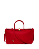 India Medium Leather Satchel Bag, Red