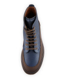 Leather Lace-Up Boot, Navy