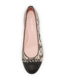 Paola Snake-Embossed Leather Ballerina