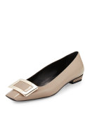 Belle Vivier Patent Ballerina Flat, Stone