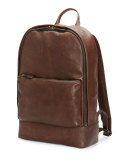 Chris Calf Leather Backpack, Chocolate