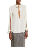 Keyhole Split-Sleeve Blouse, Ecru