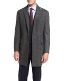 Herringbone Single-Breasted Topcoat, Gray