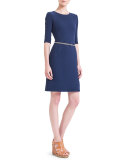 Double-Faced Wool Crepe Dress, Azurite