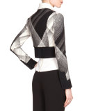 Cero Check Zip-Front Jacket, Black/White