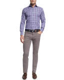 Five-Pocket Stretch Sateen Pants, Granite