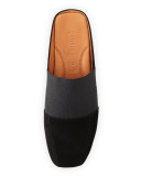 Iso Stretch-Panel Suede Mule, Black