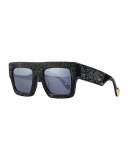 Mr. 3 AM Swarovski® Shield Sunglasses, Black Crystal