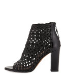 Kasper Woven Open-Toe Bootie, Black