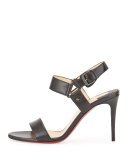 Sova Leather 85mm Red Sole Sandal, Black