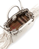 Baby Banner Studded Tote Bag w/Fringe, Natural