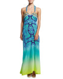 Beaded-Front Racerback Coverup Dress