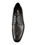 Saffiano Leather Lace-Up, Black
