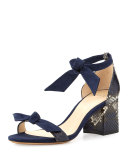 Clarita Suede & Python City Sandal, Petrol