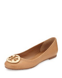 Reva Leather Ballerina Flat, Tan