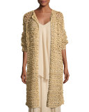 Mesh Long Open Cardigan, Rope