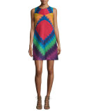 Sleeveless A-Line Mini Dress, Red/Multi