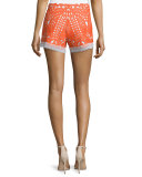 Giselle Lace Contrast-Trim Shorts, Tangerine